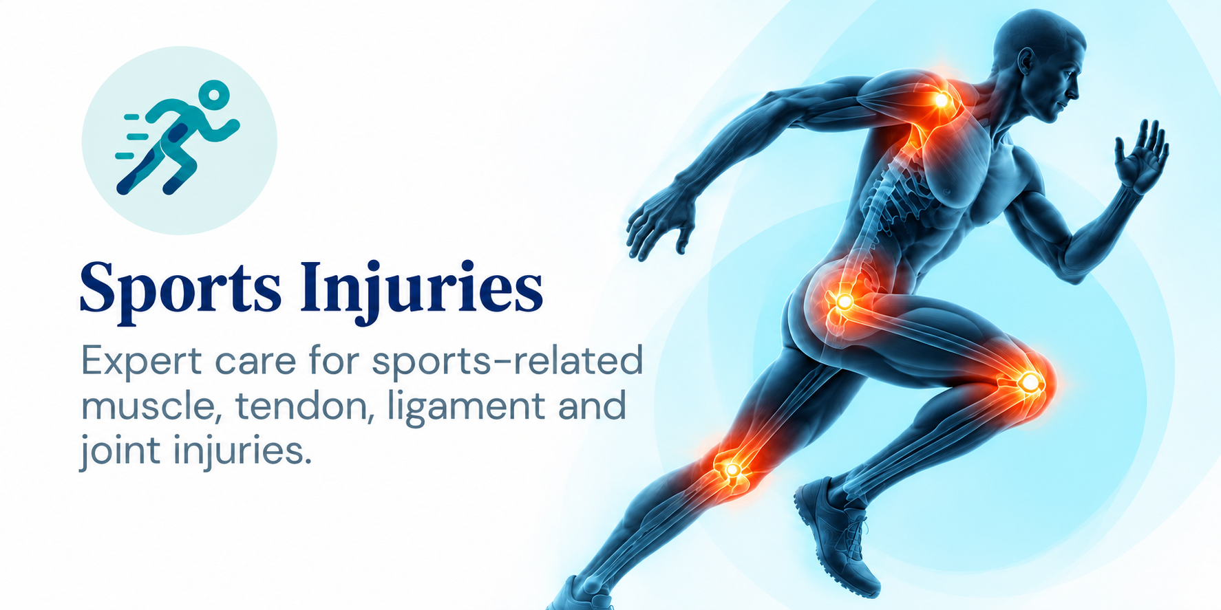Sports injuries: ligament, meniscus, muscle and tendon injury care with return-to-sport planning